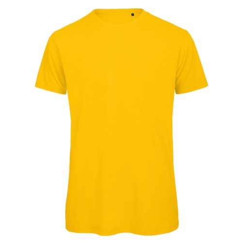 Goldgelbes T-Shirt aus Bio-Baumwolle mit kurzen Ärmeln.