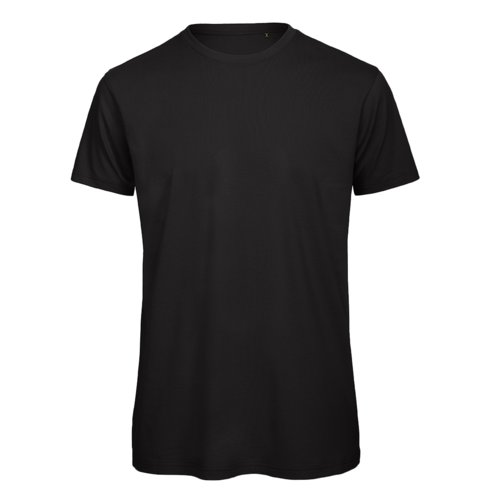 Schwarzes Bio-Baumwoll T-Shirt mit kurzen Ärmeln.