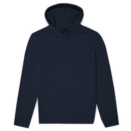Marineblauer Hoodie aus Baumwollmischung mit Kapuze und Kordelzug.