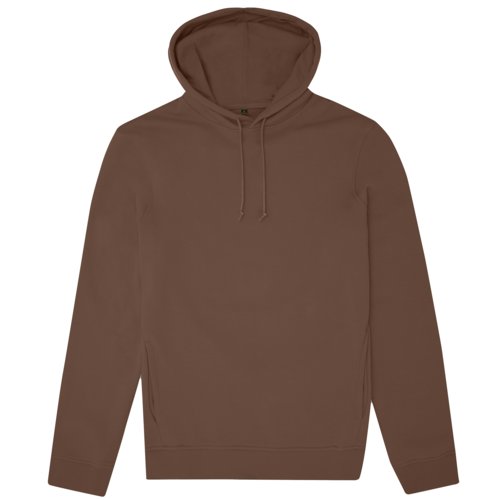 Brauner Baumwoll-Polyester-Hoodie mit Kapuze und Kordelzug.