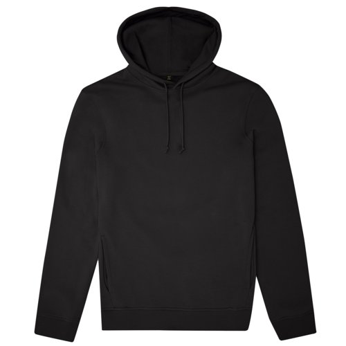 Schwarzer Hoodie aus Baumwollmischgewebe mit Kapuze und Kordelzug.