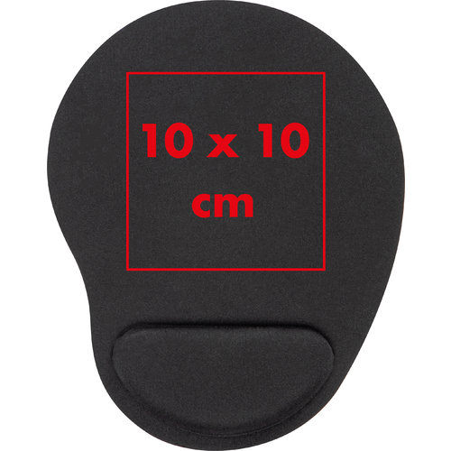 Schwarzes Mousepad aus Stoff mit Handgelenksttze.