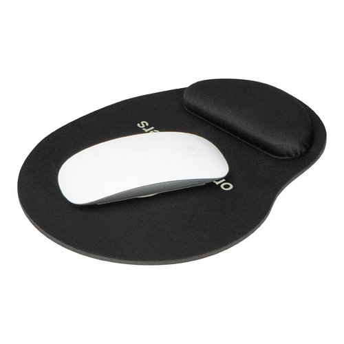 Schwarzes Mousepad mit integrierter Handgelenksttze.