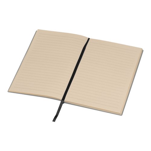 Schwarzes Notizbuch mit Lesezeichenband.