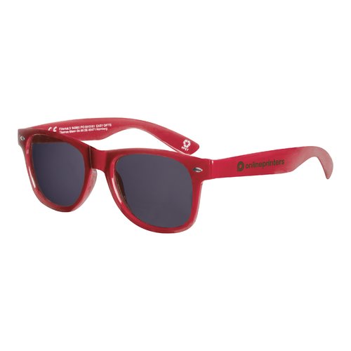 Rote Sonnenbrille aus RPET mit dunklen Glsern.