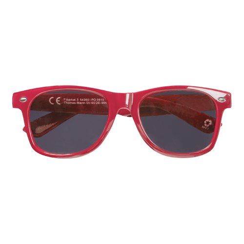 Rote Sonnenbrille aus RPET-Material.