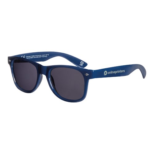 Dunkelblaue RPET-Sonnenbrille mit dunklen Glsern.