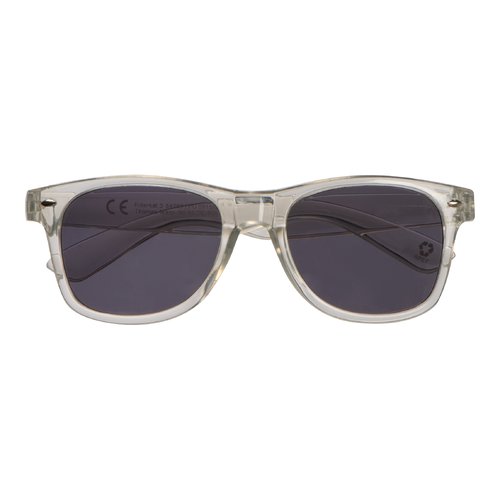 Transparente Sonnenbrille aus RPET-Material mit dunklen Glsern.