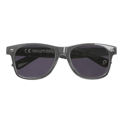 Anthrazitfarbene Sonnenbrille aus RPET mit dunklen Glsern.