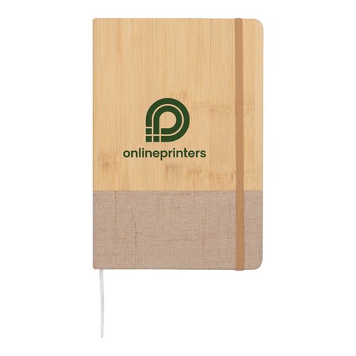 Helles Holz Notizbuch mit Gummibandverschluss.