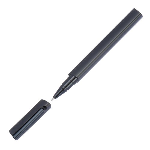 Schwarzes Schreibset aus Kunststoff mit Stift und Etui.