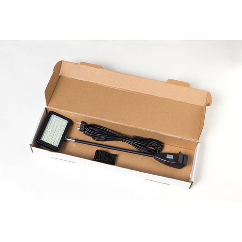 Schwarze LED Lampe mit Kabel und Stecker f�r Displays.