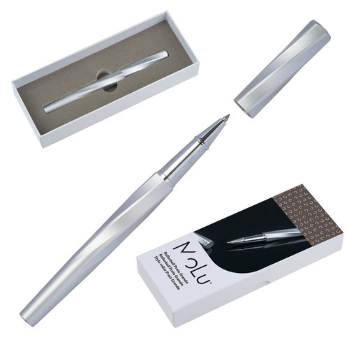 Messingfarbener Rollerball-Stift mit abnehmbarer Kappe.