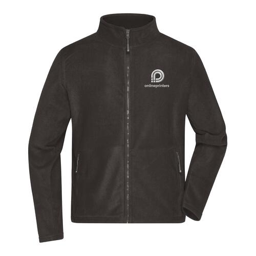 Dunkelgraue Fleecejacke aus Polyester mit durchgehendem Rei�verschluss.
