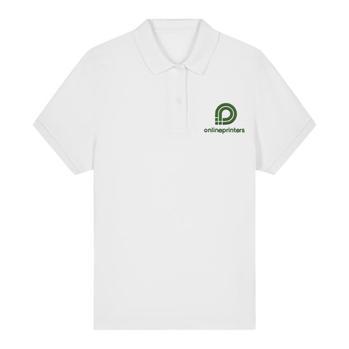 Wei�es Damen-Poloshirt aus Bio-Baumwolle mit kurzen �rmeln.