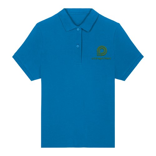 Royalblaue Damen Poloshirt aus Bio-Baumwolle mit kurzer Knopfleiste.