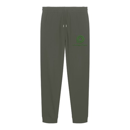 Khaki Baumwoll-Jogginghose mit elastischem Bund und Kordelzug.