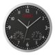 Schwarze Wanduhr mit Stunden-, Minuten- und Sekundenzeiger.