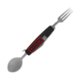 Campingbesteck aus Metall mit Gabel, Messer und Lffel.