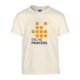 Beiges Baumwoll-T-Shirt, Unisex, mit kurzen rmeln und Rundhalsausschnitt.