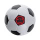 Weißer Anti-Stressball aus Schaumstoff in Fußballoptik.