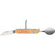 Helles Holz Campingbesteck mit Messer, Gabel und Lffel.