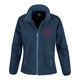 Blaue Softshelljacke f�r Herren mit durchgehendem Rei�verschluss und Seitentaschen.