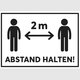 Abstand halten! Personen 2 m (schwarz-wei�)